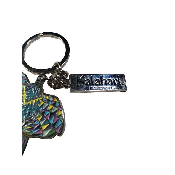 Kalahari Resorts Elephant Silver Tone Pink Yellow Blue Keychain - Picture 4 of 5